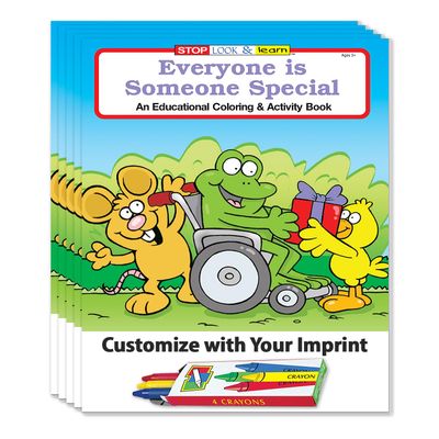 ZOCO Everyone is Special Custom Promotional Coloring Books (250 Bulk Pack, With Crayons) Kindness, Diversity, Games, Puzzles & Activities for Kids