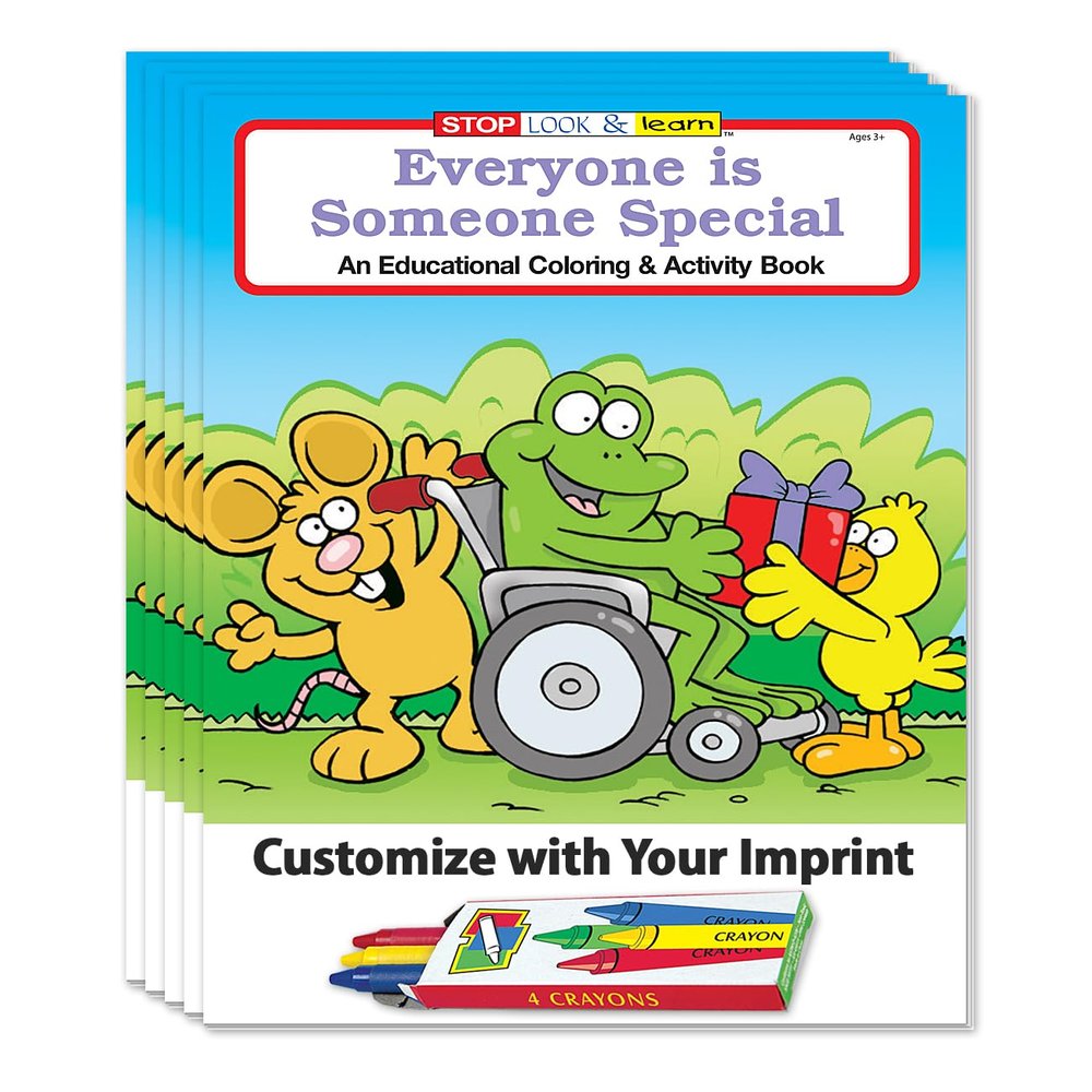 ZOCO Everyone is Special Custom Promotional Coloring Books (250 Bulk Pack, With Crayons) Kindness, Diversity, Games, Puzzles & Activities for Kids