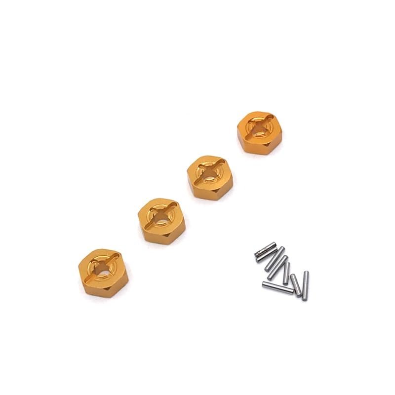 Greendhat Aluminum Alloy 12mm Combiner Wheel Hub Hex Adapter Upgrades for Wltoys 144001 144002 1/14 124018 124019 1/12 RC Car Spare Parts ( Color : Gold )