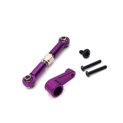Greendhat Compatible with WLtoys 144010 144001 144002 124017 124016 124018 124019 RC Car Modification Parts, Metal Steering Gear Lever & Steering Gear Arm ( Color : Purple )