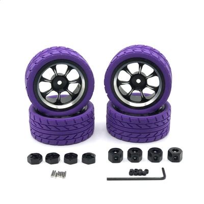 Greendhat Compatible with WLtoys WPL MN Model LC 1/18 1/16 1/14 1/12 RC Car Universal Modified Metal Wheel Tires, Cool Multi-Color Tire Skin Upgrade Parts ( Color : Purple )