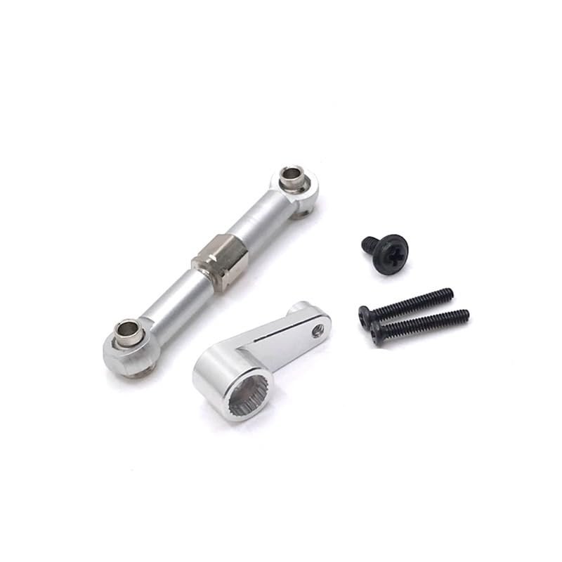 Greendhat Compatible with WLtoys 144010 144001 144002 124017 124016 124018 124019 RC Car Modification Parts, Metal Steering Gear Lever & Steering Gear Arm ( Color : Silver )