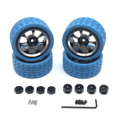 Greendhat Compatible with WLtoys WPL MN Model LC 1/18 1/16 1/14 1/12 RC Car Universal Modified Metal Wheel Tires, Cool Multi-Color Tire Skin Upgrade Parts ( Color : Blue )