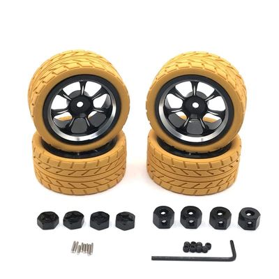 Greendhat Compatible with WLtoys WPL MN Model LC 1/18 1/16 1/14 1/12 RC Car Universal Modified Metal Wheel Tires, Cool Multi-Color Tire Skin Upgrade Parts ( Color : Yellow )