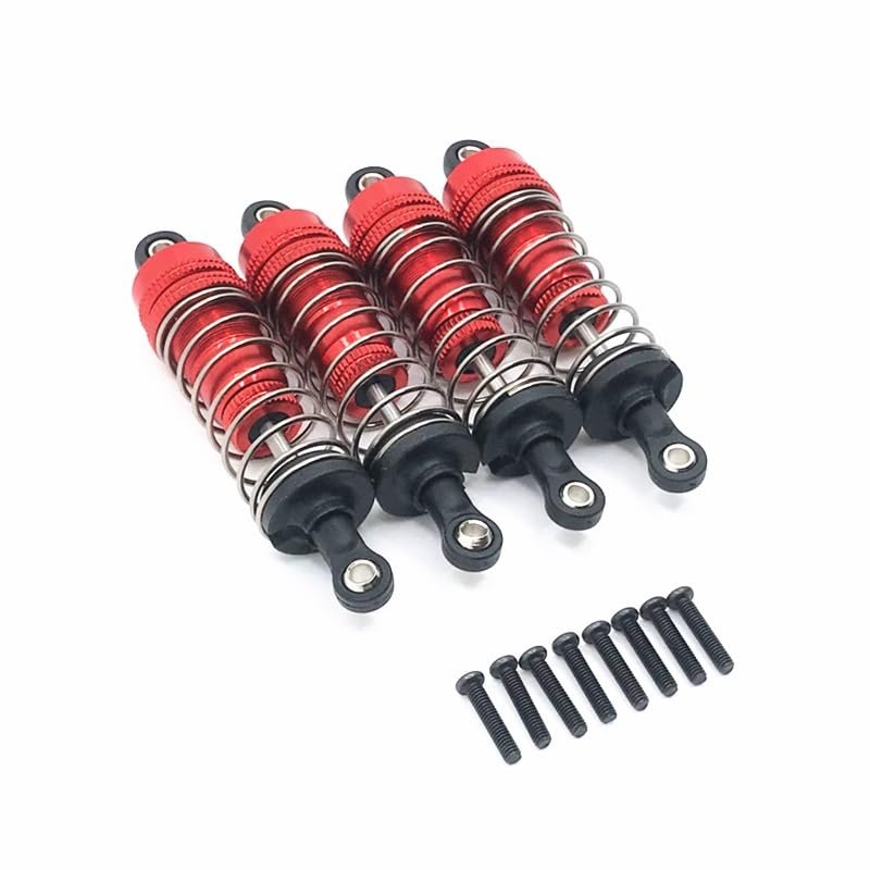 Greendhat 4 Metal Front and Rear Universal Shock absorbers for Wltoys 124019 124018 124017 124016 144002 144001 RC car Upgrade Parts ( Color : Red )
