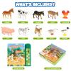 DOMNIU Farm Animals Figures Toys with 10 Realistic Plastic Animal Figurines & Kids Sound Book, Educational Learning Toys Gift for 3 Years Old & Up Toddlers Kids Boys Girls view 2