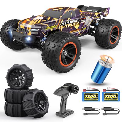 HAIBOXING Brushless RC Car 16890A 1/16 Scale 4X4 Fast Remote Control Truck 48 KM/H Top Speed, Hobby RC Cars for Adults and Boys All Terrain Off-Road Truck with Spare Paddle Tires for Sand Land