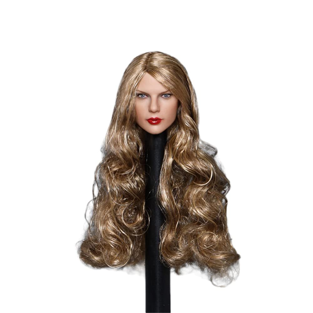 1/6 Scale Female Head Sculpt,European Sweet Girl Planted Hair Head Carved for 12inch PH TBL Action Figure Body Collection (G)
