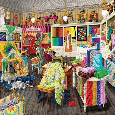 1000 Pieces of Adult Puzzles, Family Retro Fabric Shop Style Adult Children Puzzles, 1000 Pieces of Adult Puzzle Games Toys Family Puzzle Gifts