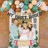 JOYMEMO Sage Green Cowboy 1st Birthday Decorations, Western Balloon Arch Garland Kit for Boys, My First Rodeo Banner, Cow One High Chair Theme Party Supplies view 2