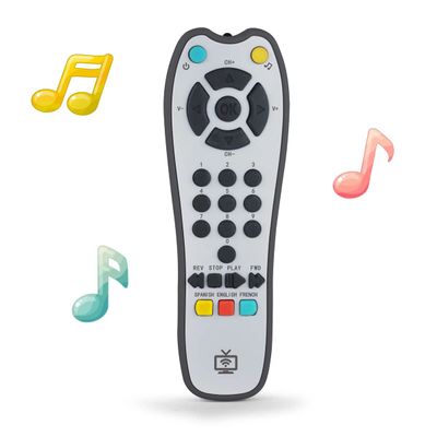 TuiVeSafu Kids Musical TV Remote Control Toy with Soft Light and Sound, Adjustable Volume Early Education Learning Remote Toy with English,French,Spanish Gift Toy for 6 Months+ Toddlers Boys or Girls