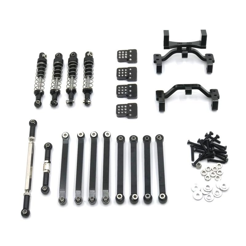 Greendhat MN Model 1/12 D90 D91 D96 MN98 MN99S RC Car Parts, Metal Upgrade & Modification 6-Piece Set, Including Shock Absorbers, etc. ( Color : Black )