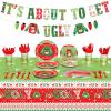172 Christmas Ugly Sweater Decorations Xmas Disposable Dinnerware Set Party Supplies with Includes Paper Plates Cups Napkins Knifes Forks Spoons Tablecloths It's About to Get Ugly Banner, Serves 24 view 1