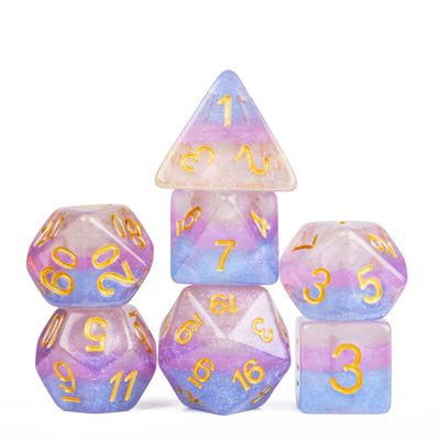 HDdais 7PCS 3 Colors DND Polyhedral Dice Set Glitter D&D Dice for Role Playing and Other Tabletop Games