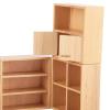 1:12 Mini Wood Cabinet Furniture Living Room Bedroom Cabinet Unit for Dollhouse Wood Color view 3