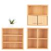 1:12 Mini Wood Cabinet Furniture Living Room Bedroom Cabinet Unit for Dollhouse Wood Color view 4