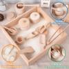 Montessori Sensory Bin Tools Toy with Wooden Box for Toddlers, Pretend Play Dish Toys Wooden Bowls Scoop Tongs Transfer Work Pouring Set, Kids Fine Motor Skills Development view 3