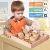 Montessori Sensory Bin Tools Toy with Wooden Box for Toddlers, Pretend Play Dish Toys Wooden Bowls Scoop Tongs Transfer Work Pouring Set, Kids Fine Motor Skills Development view 4