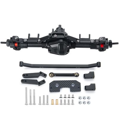 RCHUBAM CNC Metal Front Axle Set with Servo Base for 1/10 Axial SCX10 RC Crawler Car (Front)