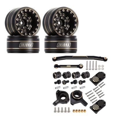 INJORA Brass 1.0 Beadlock Wheel and Brass for SCX24 Gladiator Bronco C10 JLU Deadbolt Axial 1/24 Crawler,W1005