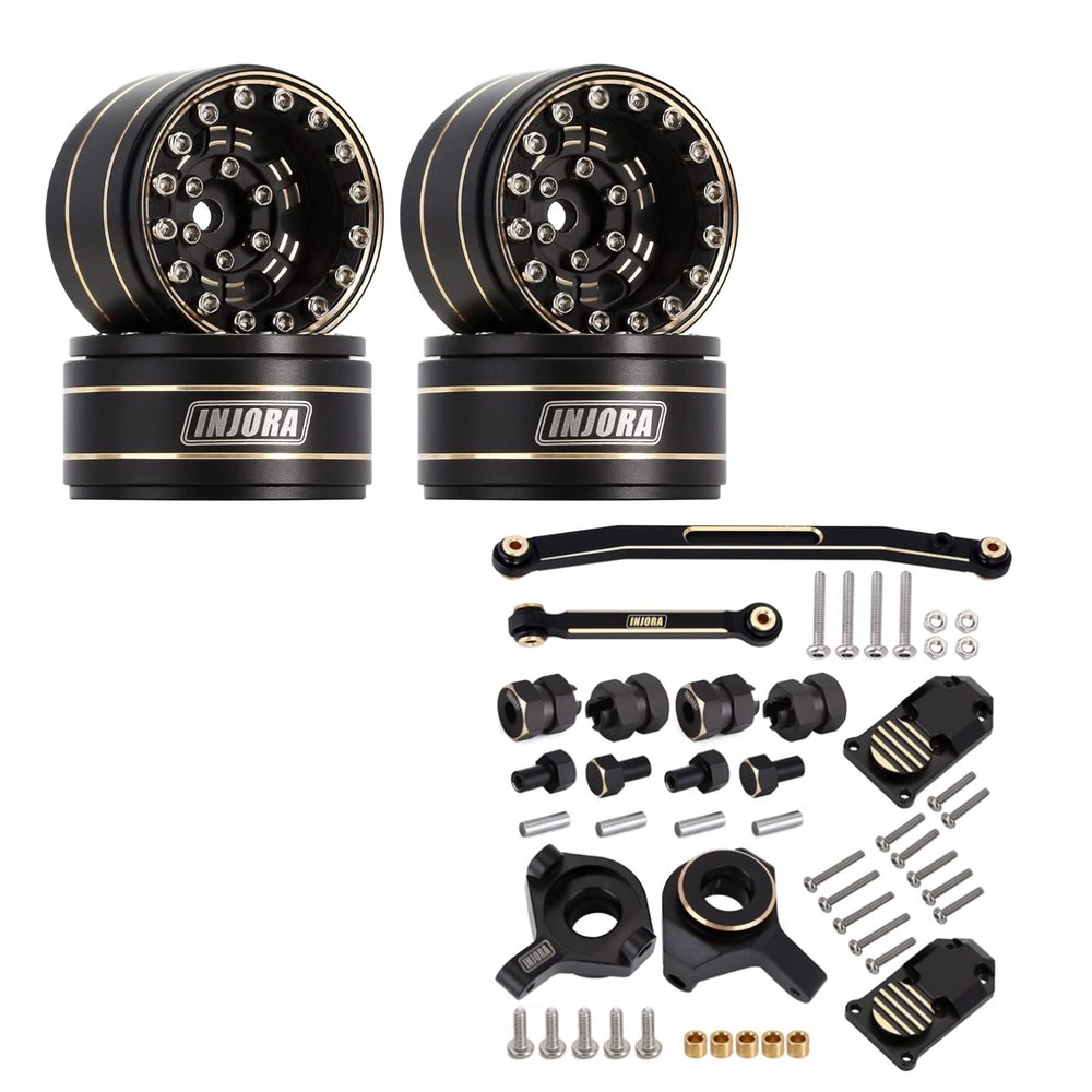 INJORA Brass 1.0 Beadlock Wheel and Brass for SCX24 Gladiator Bronco C10 JLU Deadbolt Axial 1/24 Crawler,W1005
