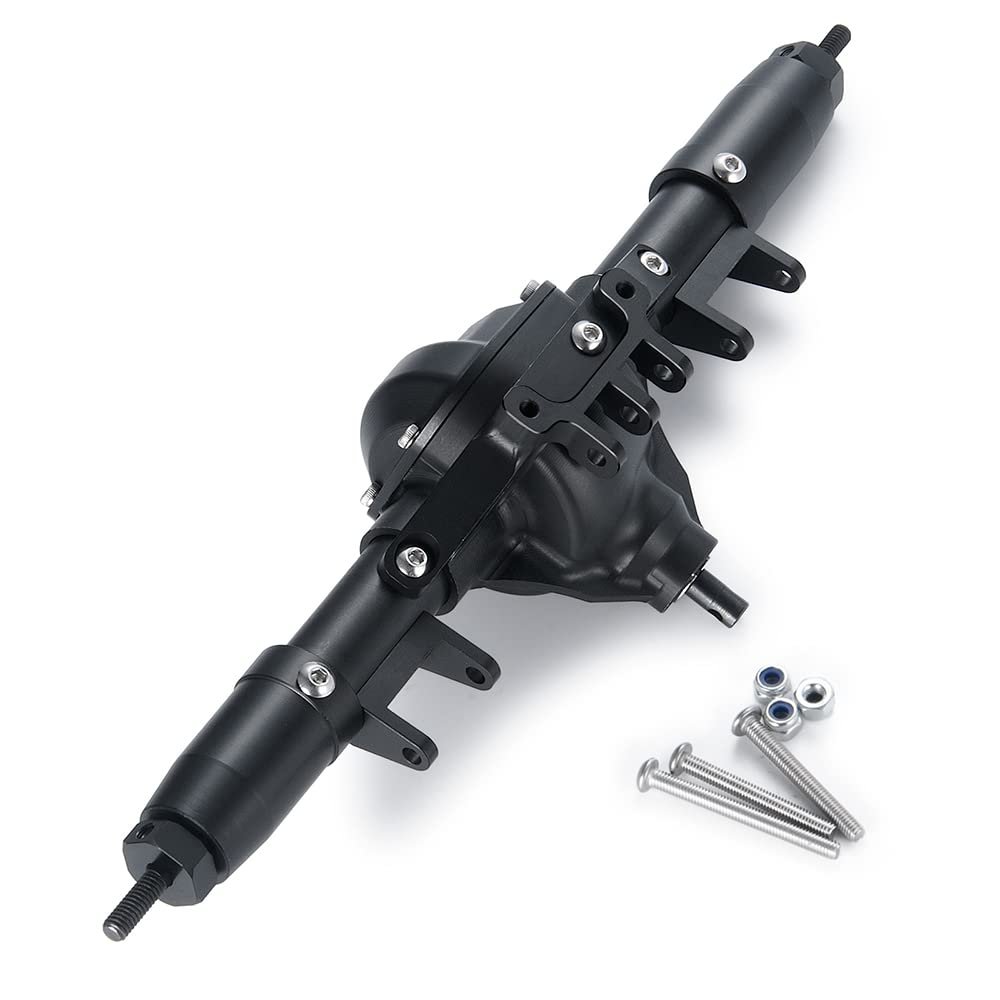 RCHUBAM CNC Metal Rear Axle Set with Servo Base for 1/10 Axial SCX10 RC Crawler Car (Rear)