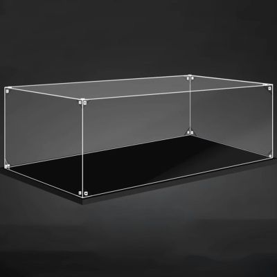 WIGING Clear Acrylic Display Box, 2mm Thick Plate Display Case with Black Base, Easy to Install Boat Model Showcase for Collectibles Toys Jewelry Organizer