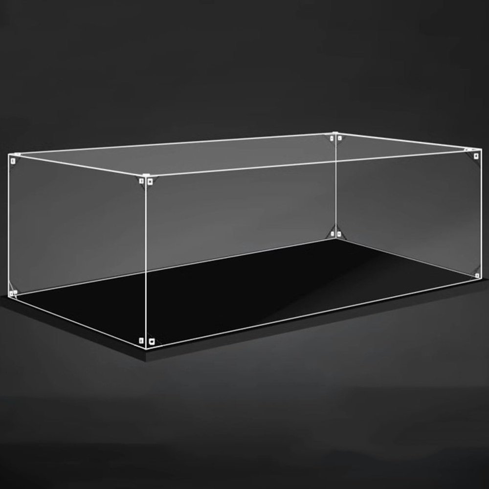 WIGING Clear Acrylic Display Box, 2mm Thick Plate Display Case with Black Base, Easy to Install Boat Model Showcase for Collectibles Toys Jewelry Organizer