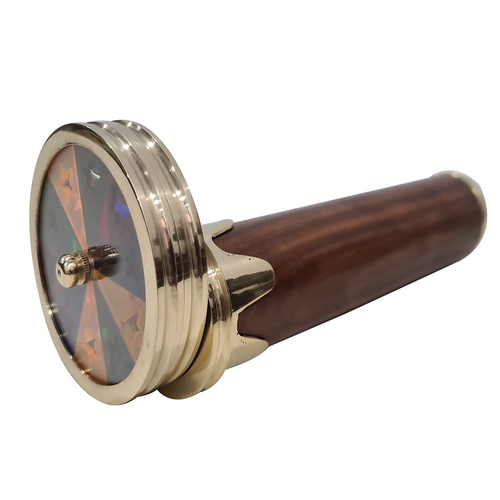 Vintage Wooden Kaleidoscope with Brass Wheel 8" Working Handheld Optical, Antique Maritime Decor, Educational Gift for Collectible