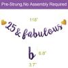 25 & Fabulous Banner, Purple Glitter Paper Banner Sign Garlands,25th Birthday / Anniversary Party Decorations Supplies,Letters Purple,SUNbetterland view 2