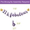 21 & Fabulous Banner, Purple Glitter Paper Banner Sign Garlands,21st Birthday/Anniversary Party Decorations Supplies,Letters Purple,SUNbetterland view 2