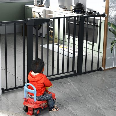 Pressure Mounted Security Gate,Stair Gates for Baby and Dogs,Extendable Safety Gate,Auto Close Extra Wide Hallway Gate,with Extension Widths,Ideal for Kids and Pets (74-76.8in)