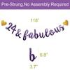 24 & Fabulous Banner, Purple Glitter Paper Banner Sign Garlands,24th Birthday/Anniversary Party Decorations Supplies,Letters Purple,SUNbetterland view 2