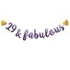 29 & Fabulous Banner, Purple Glitter Paper Banner Sign Garlands,29th Birthday/Anniversary Party Decorations Supplies,Letters Purple,SUNbetterland view 1