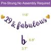 29 & Fabulous Banner, Purple Glitter Paper Banner Sign Garlands,29th Birthday/Anniversary Party Decorations Supplies,Letters Purple,SUNbetterland view 2