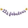 22 & Fabulous Banner, Purple Glitter Paper Banner Sign Garlands,22nd Birthday/Anniversary Party Decorations Supplies,Letters Purple,SUNbetterland view 1