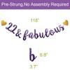 22 & Fabulous Banner, Purple Glitter Paper Banner Sign Garlands,22nd Birthday/Anniversary Party Decorations Supplies,Letters Purple,SUNbetterland view 2