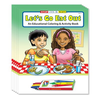 ZOCO Let's Go Eat Out Coloring Books (50 Bulk Pack, with Crayons) Restaurant Supplies Games, Puzzle, Fun Activities Gifts for Kids