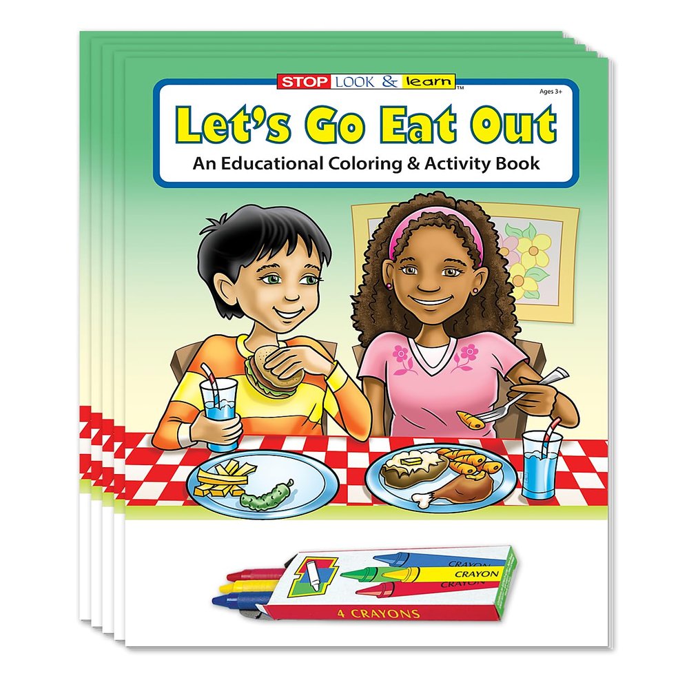 ZOCO  Let's Go Eat Out  Coloring Books (50 Bulk Pack, with Crayons)  Restaurant Supplies  Games, Puzzle, Fun Activities  Gifts for Kids