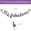 35 & Fabulous Banner, Purple Glitter Paper Banner Sign Garlands,35th Birthday/Anniversary Party Decorations Supplies,Letters Purple,SUNbetterland view 2