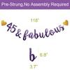 45 & Fabulous Banner, Purple Glitter Paper Banner Sign Garlands,45th Birthday/Anniversary Party Decorations Supplies,Letters Purple,SUNbetterland view 2