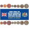 8 Coins from United Kingdom | British Coin Set Collection 1 Farthing 1/2 1 3 6 Pence 1 Shilling 1 Florin 1/2 Crown | Circulated 1920-1926 | George V | Lion | Britannia view 1