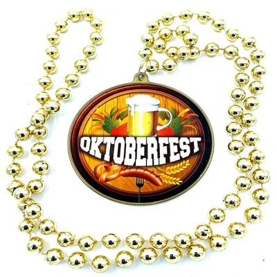 OCTOBERFEST MEDALLION New Orleans Mardi Gras Bead Necklace Germans Germany