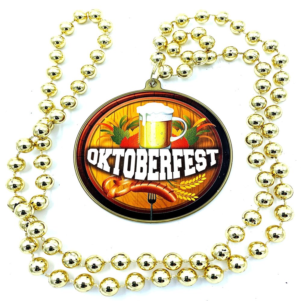 OCTOBERFEST MEDALLION New Orleans Mardi Gras Bead Necklace Germans Germany