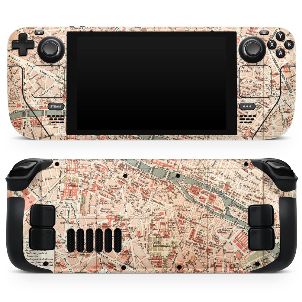 Design Skinz - Compatible with Steam Deck - Skin Decal Protective Scratch-Resistant Removable Vinyl Wrap Cover - The Vintage Paris Overview Map