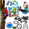 Zip Line Kit for Kids and Adults, 100/120/150/200 ft, Up to 350 Lbs, Removable Trolley, Rustproof Stainless Steel, Quick Setup with Ratchet, Safety Harness, Backyard Adventure Fun W/Climbing Holds view 1
