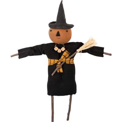 Primitives by Kathy Eek Pumpkin Witch Collectible Doll Black 5.50" x 17" x 3.25"