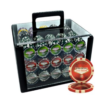 600pcs 13.5G Las Vegas Casino Poker Chips Set with Heavy Duty Acrylic Case & Chips Trays
