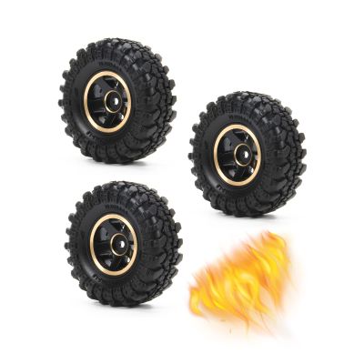 RCAWD Brass 1.0 Counterweight Beadlock Wheels and Tires for 1/24 Scale Axial SCX24 RC Crawlers Upgrades Part