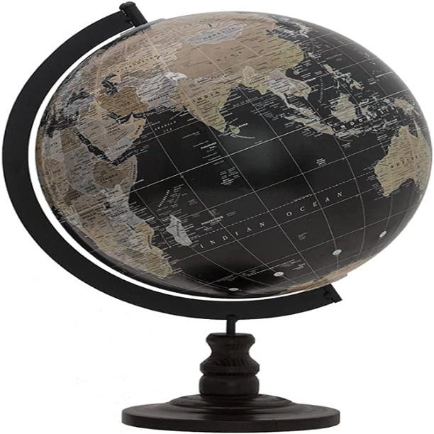 Handmade Retro English World Globe Desktop Globe Decorative Educational Globe Office Education Black Ocean Geography Globe